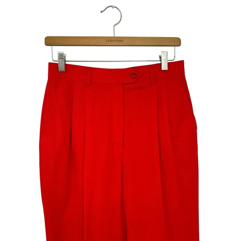Vintage Escada Margaretha Ley Pants Pleated Front Red Wool Size 38 US 8